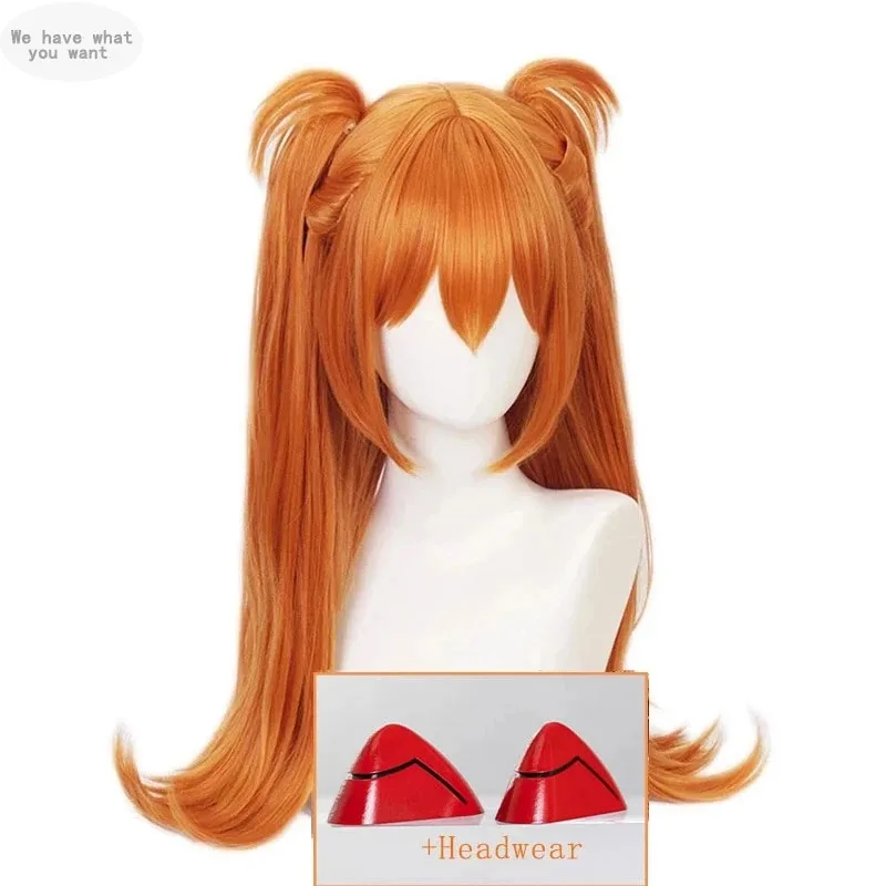 

Anime Asuka Langley Soryu Cosplay Wig Long Orange Heat Resistant Costume Synthetic Hair Women Headwear