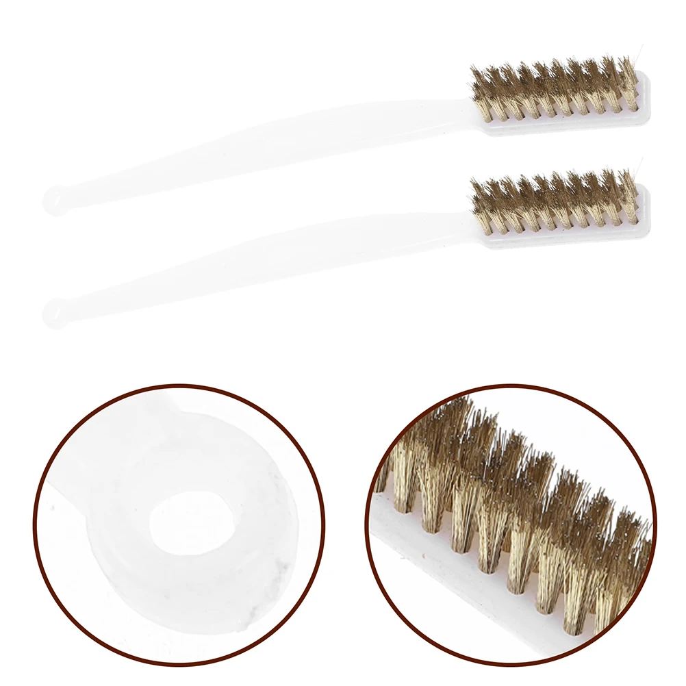 

6pcs Copper Wire Brush Precision Detail Cleaning Tool Triple Row Sturdy Industrial Strength Comfortable Grip Small Dirt