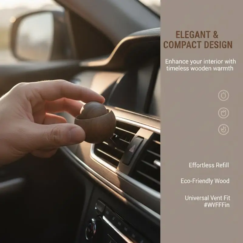 Wooden Car Air Vent Diffuser With Refillable Natural Wood Design And Long Lasting Scent For Daily Commute Car Interior Use