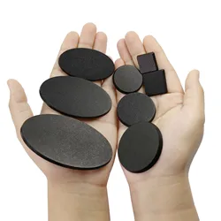 80pcs Various Shape Round Square Oval Model Bases for Wargaming Table Games Plastic Black MB01M