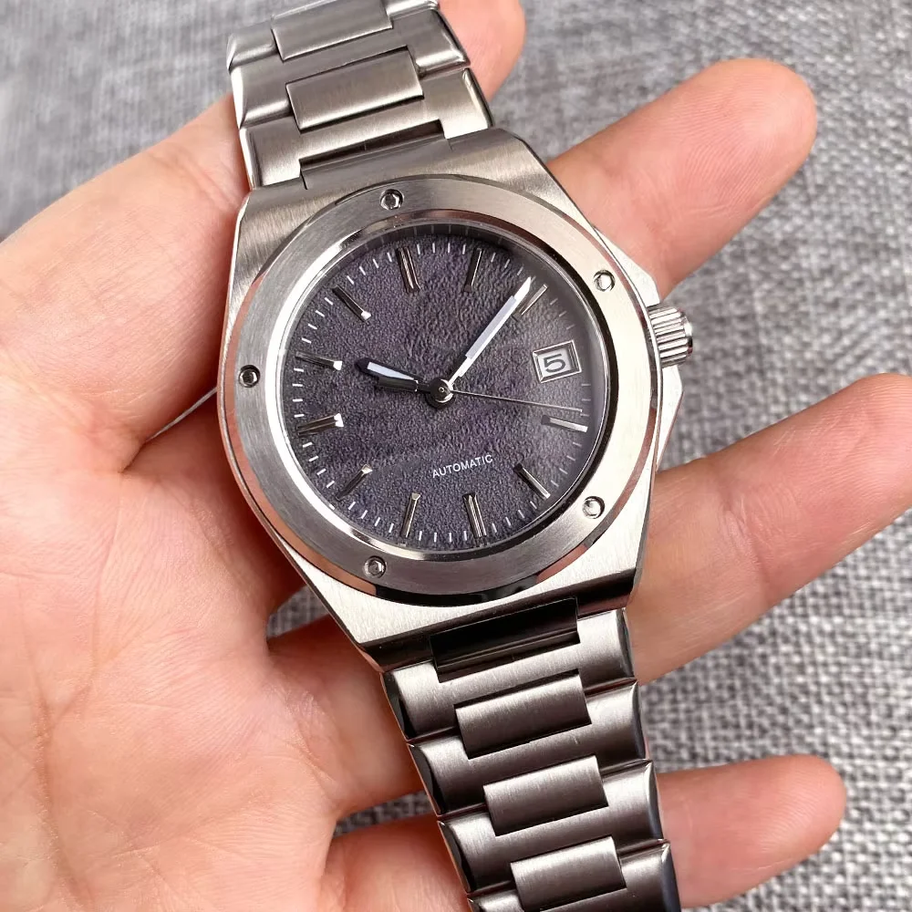 Tandorio New Gray Black Engineer Style Silver Stainless Steel Men Mechanical Watch Automatic NH35 Movement Sapphire Glass Watch