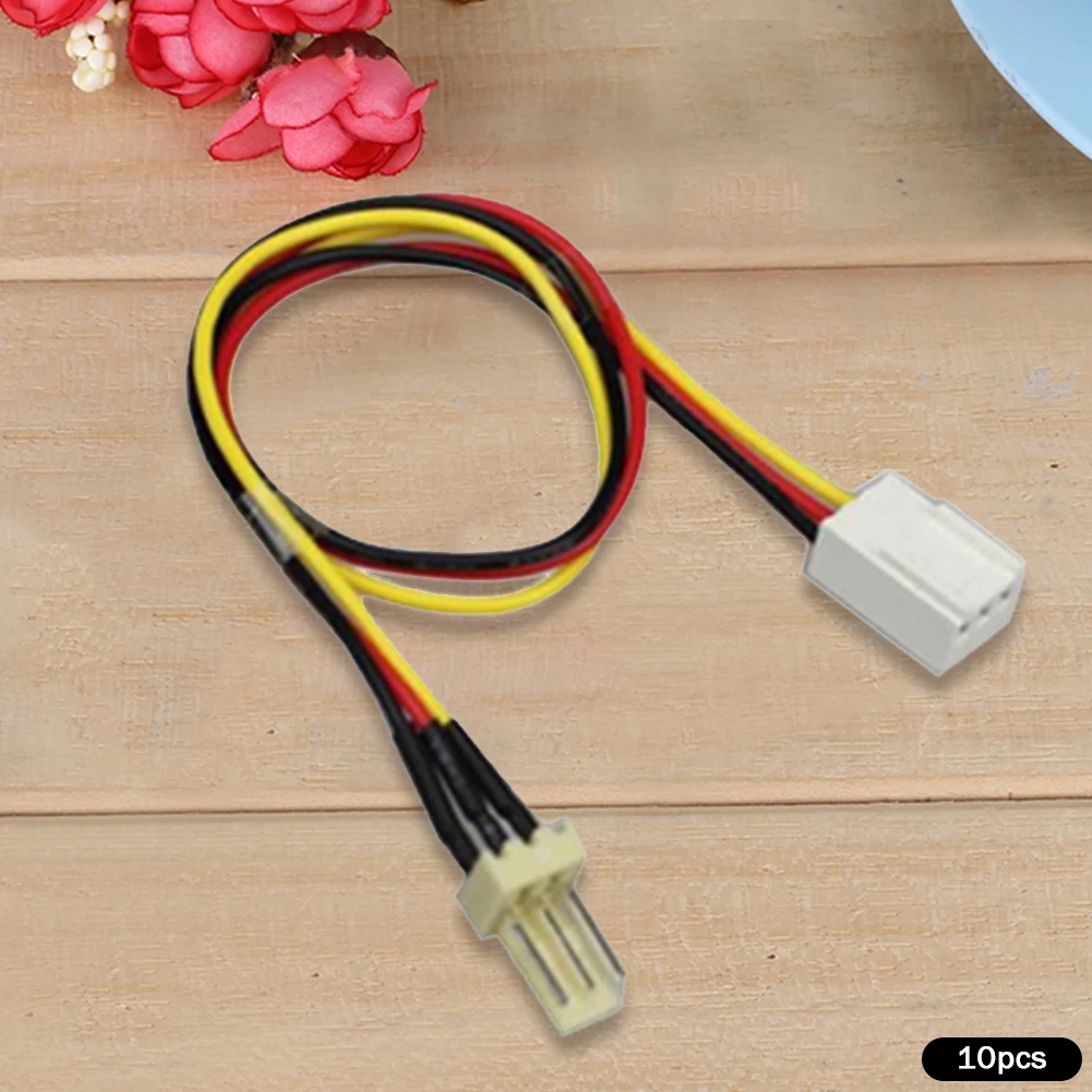 10pcs 12V 3-Pin Male To 3-pin Female Fan Power Extension Lengthen Cable 26cm Fan Extension Cable for Cooling Computer CPU Fan