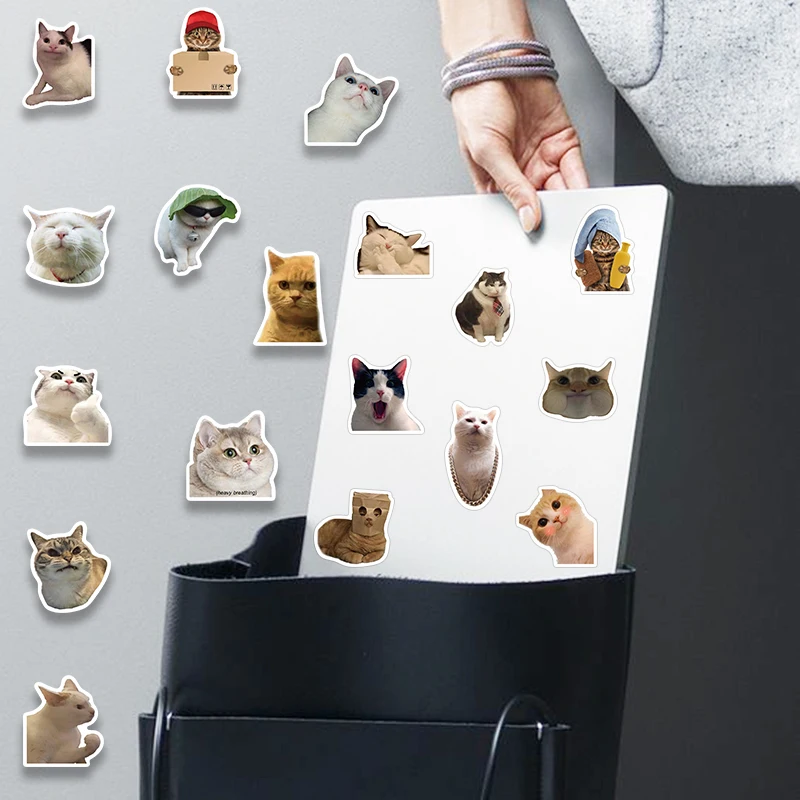 50PCS Funny Cat Kitty Cute Kawaii Animals MEME Stickers Luggage Notebook Motorcycle Laptop Decals Stationery Kids Toy