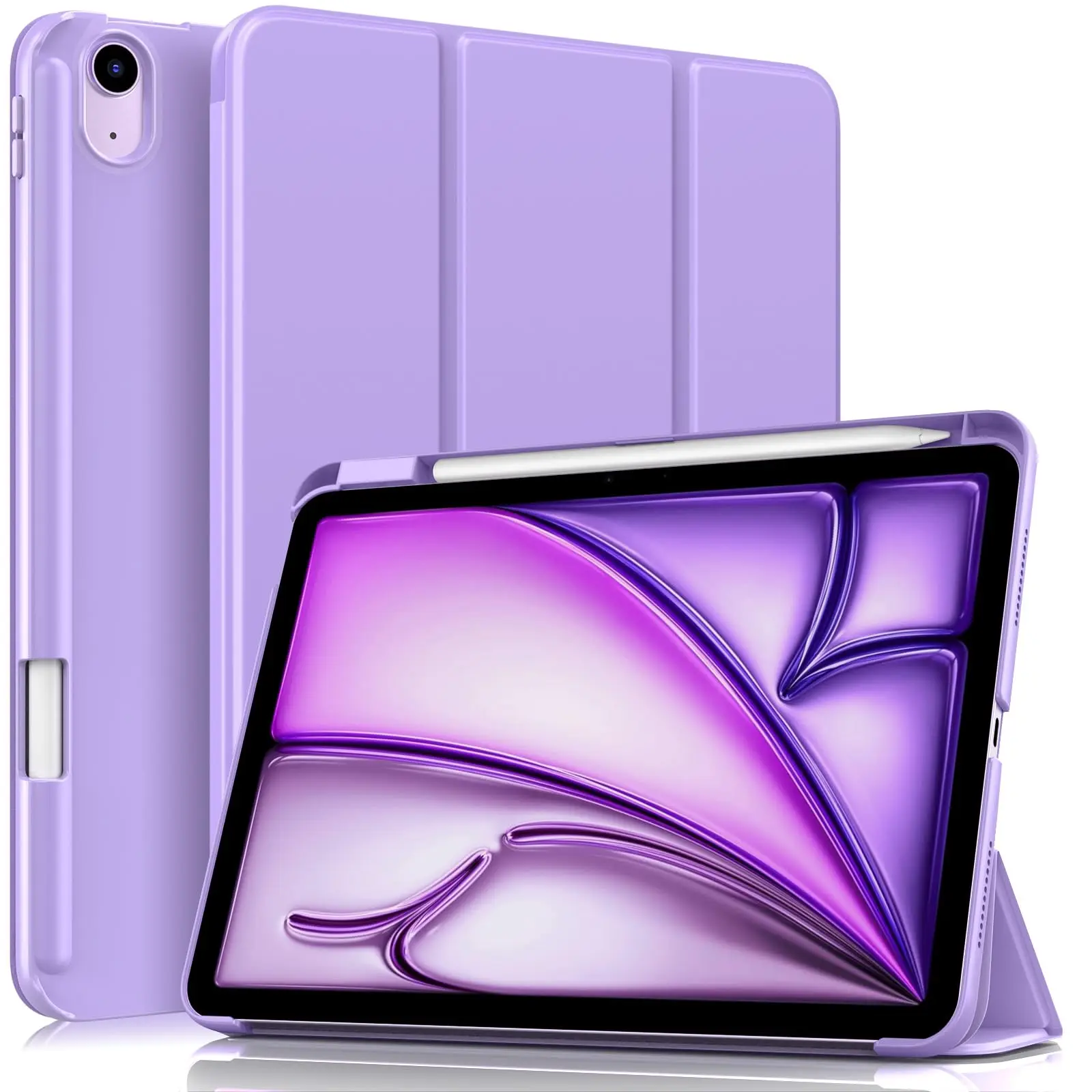 Moko for iPad Air 11 Inch Case M4/M3/M2, Air 5th/4th Gen 10.9 With Pencil Holder Slim Trifold Stand Cover Hard PC Back Shell