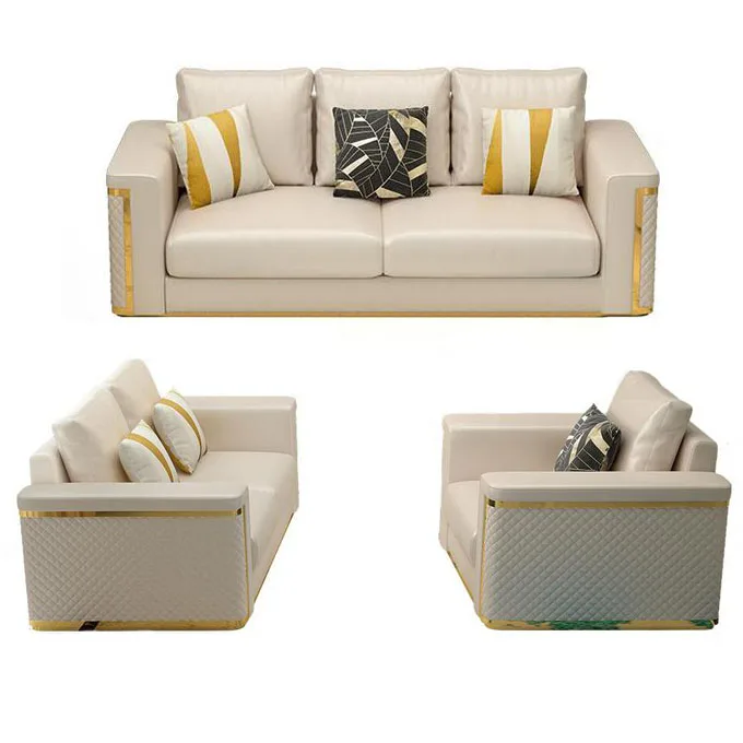 

Hot Product Living Room Furniture Luxury Upholstered Pu Leather Sectional Sofa Set 7 Seater Modern