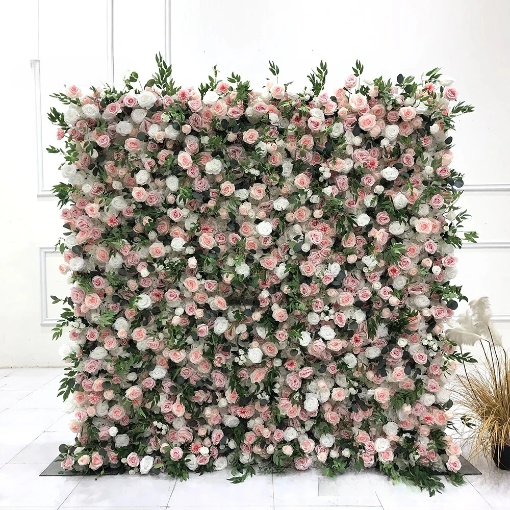 Wholesale Custom  Colorful Flower Wall Wedding Supplies Decoration Rose Backdrop Artificial Wedding Decorative Flower Wall