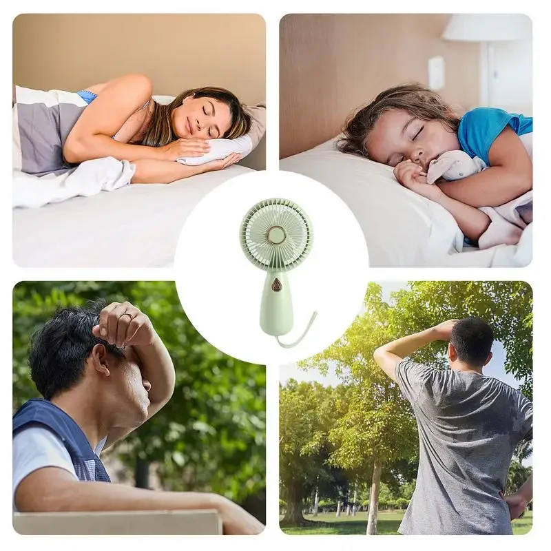 مروحة صغيرة محمولة باليد، شحن USB، مراوح صغيرة إبداعية مريحة مع جيب خفيف ملون، مروحة محمولة باليد للخارج