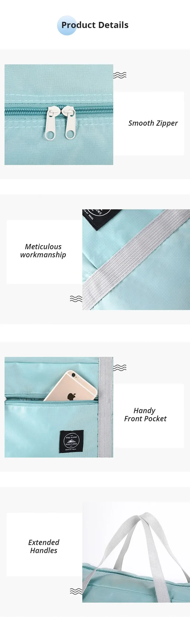 2er-Pack Faltbare Reisetasche für Fluggesellschaften, Handgepäck, Wochenendtasche, Krankenhaustasche, Sporttasche für Damen und Herren – Detail 5