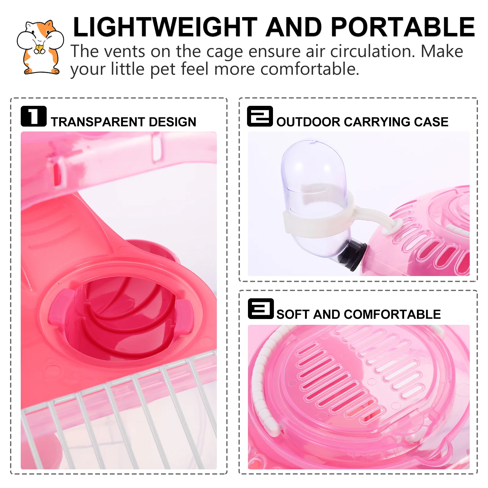 

2-Tier Small Pet Carrier Cage Lightweight Portable Hamster Travel Cage For Mice Rat Guinea Pig Chinchilla Hedgehog Squirrel