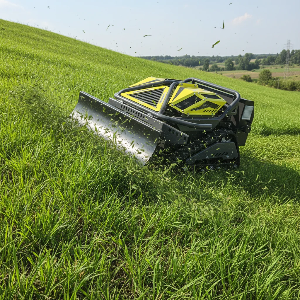 

Wireless Remote Control Tracked Lawn Mower Crawler All Terrain Grass Cutter for Farm Garden