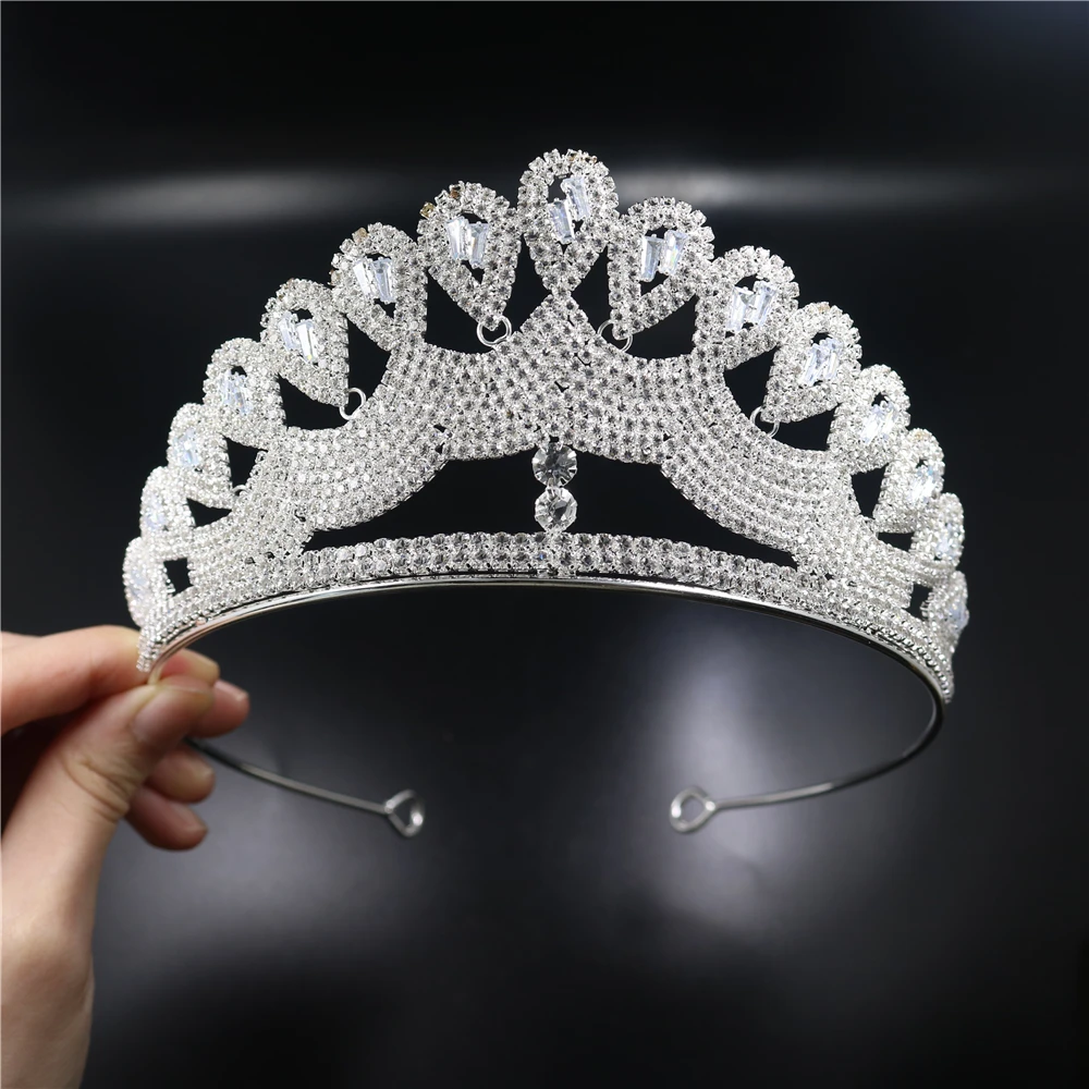 Wedding Bridal Tiaras Princess Crowns Trendy Cubic Zirconia Water Drops Pageant Headpieces Zircon Party Prom Hair Accessories