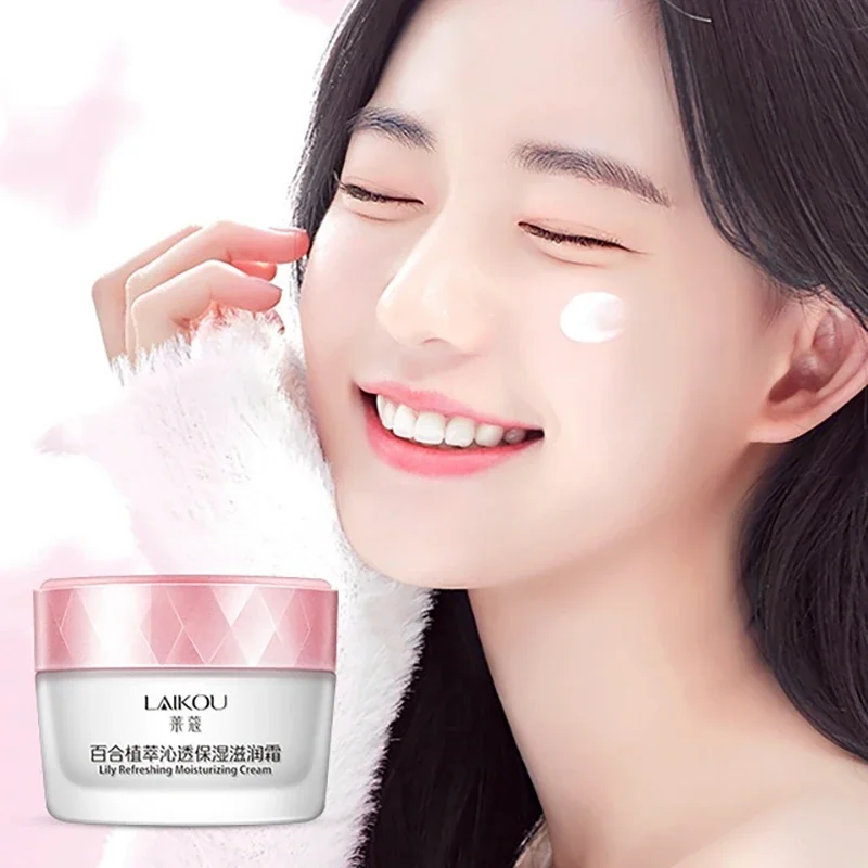 

LAIKOU 50g Lily Skin Care Face Cream Tender Moisturizing Nourishing Brightening Hyaluronic Acid Facial Cream Korean Cosmetics