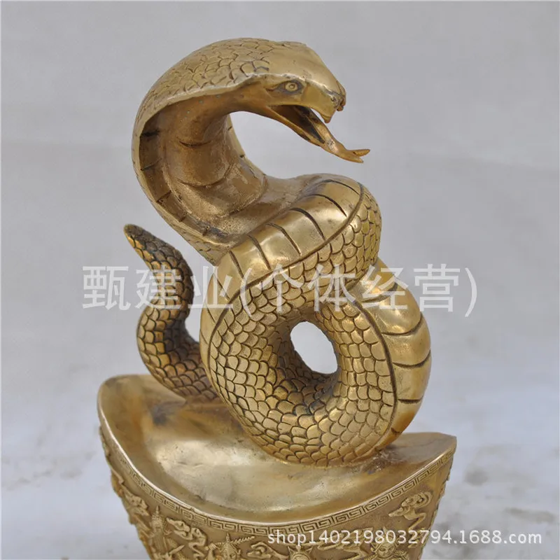 Pure copper fortune-bringing five-way god of with snake zodiac figurine for prosperity and wealth decoration