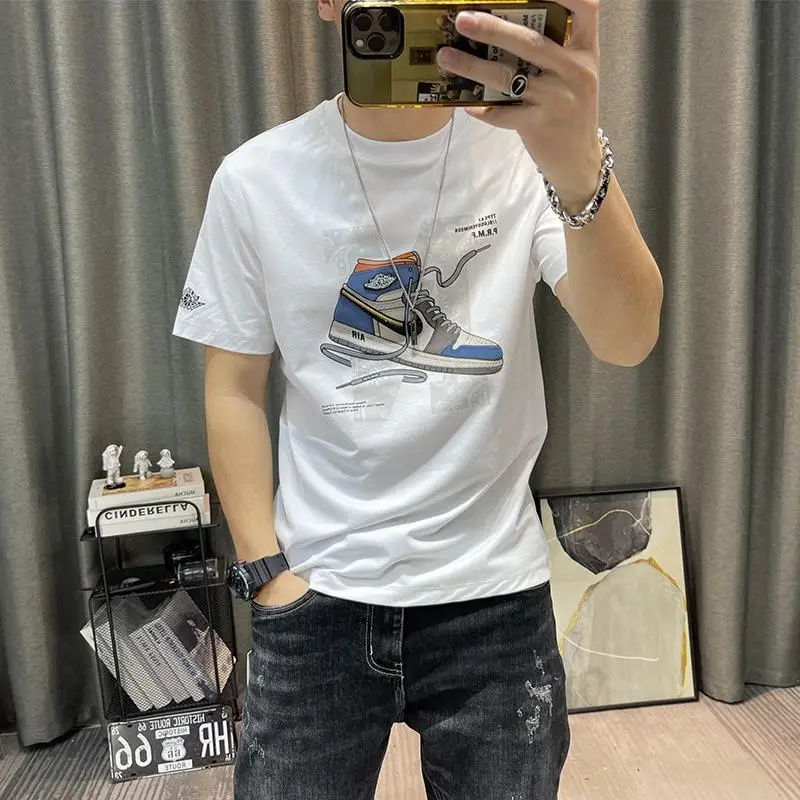 Anime T Shirt for Men Graphic Print Top Drawings Clothing Katoen Mens Tee Shirts Streetwear Watercolor Wholesale Xl Goth Grunge