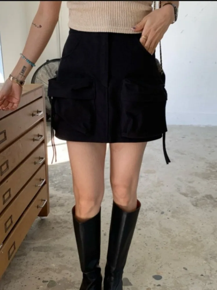 กระโปรงทรงเอ สไตล์เกาหลีใหม่ ฤดูใบไม้ร่วงต้นปี 2025  ทำงานได้หลากหลาย  กระโปรงยาวทรงเอ  ดีไซน์เก๋  สีพื้น