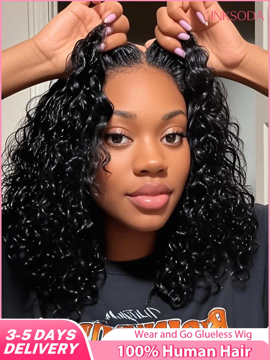 

Готовые к носке парики-боб с глубокой волной без клея, из натуральных волос, готовые к использованию, кудрявые парики с кружевной передней частью, предварительно выщипанные, предварительно нарезанные, парики с HD-кружевом 5x5 и 4x4