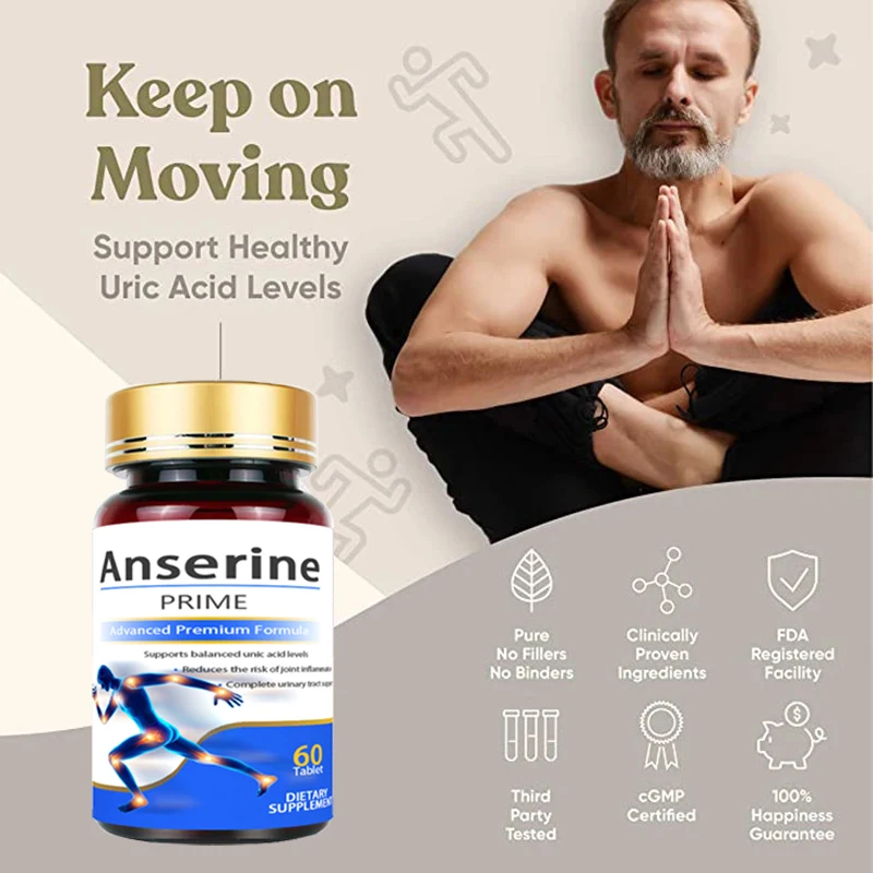 Anserine Fish Extract for Uric Acid Lower Gout Supplement Fast Relief from Gout Pain 90 Veggie Capsules Goose myopeptide capsule