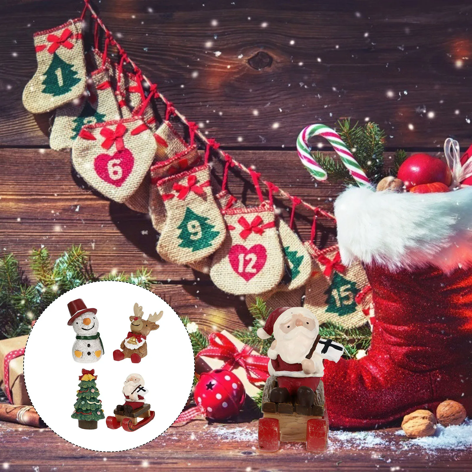 

5pcs Christmas Resin Mini Ornaments Fish Tank Reptile Tank Decor Small Craft Aquarium Xmas Adornment Landscaping