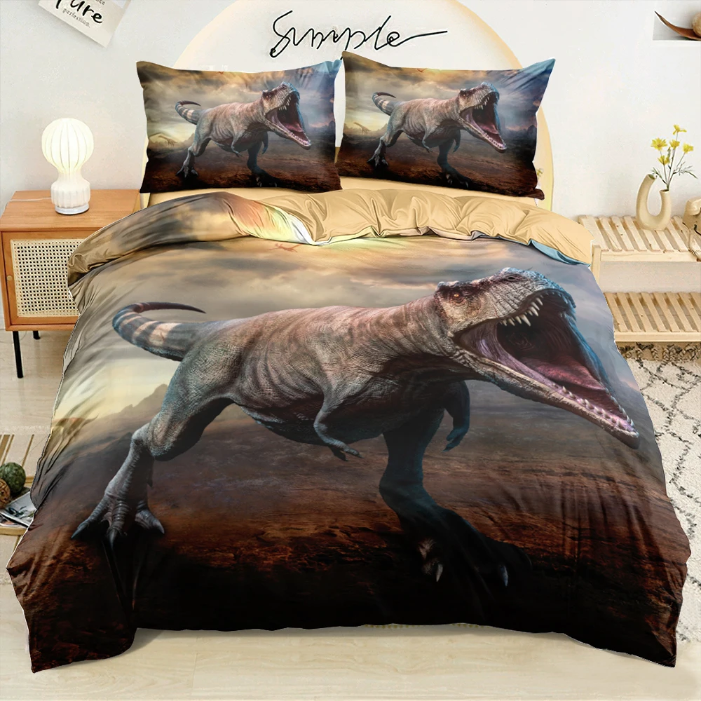 

3D Digital Howling Dinosaur Comforter Bedding Sets Camel Duvet Cover Set Single Double King Size 220x240cm Bed Linen Bedroom