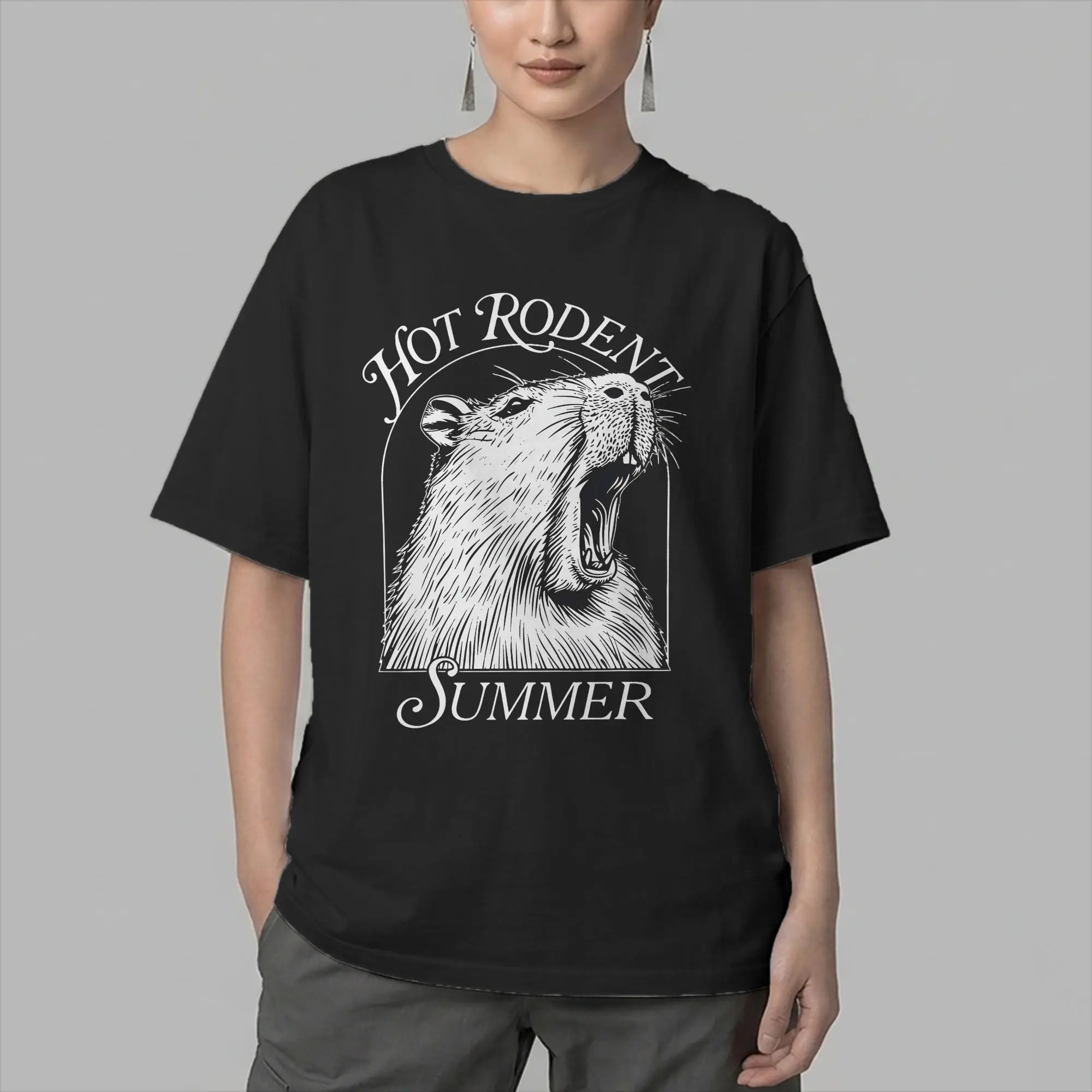 Men T-Shirts Hot Rodent Summer Girls Capybara Beach Gear Cool Cotton Tees Short Sleeve  T Shirts Round Neck Tops New Arrival