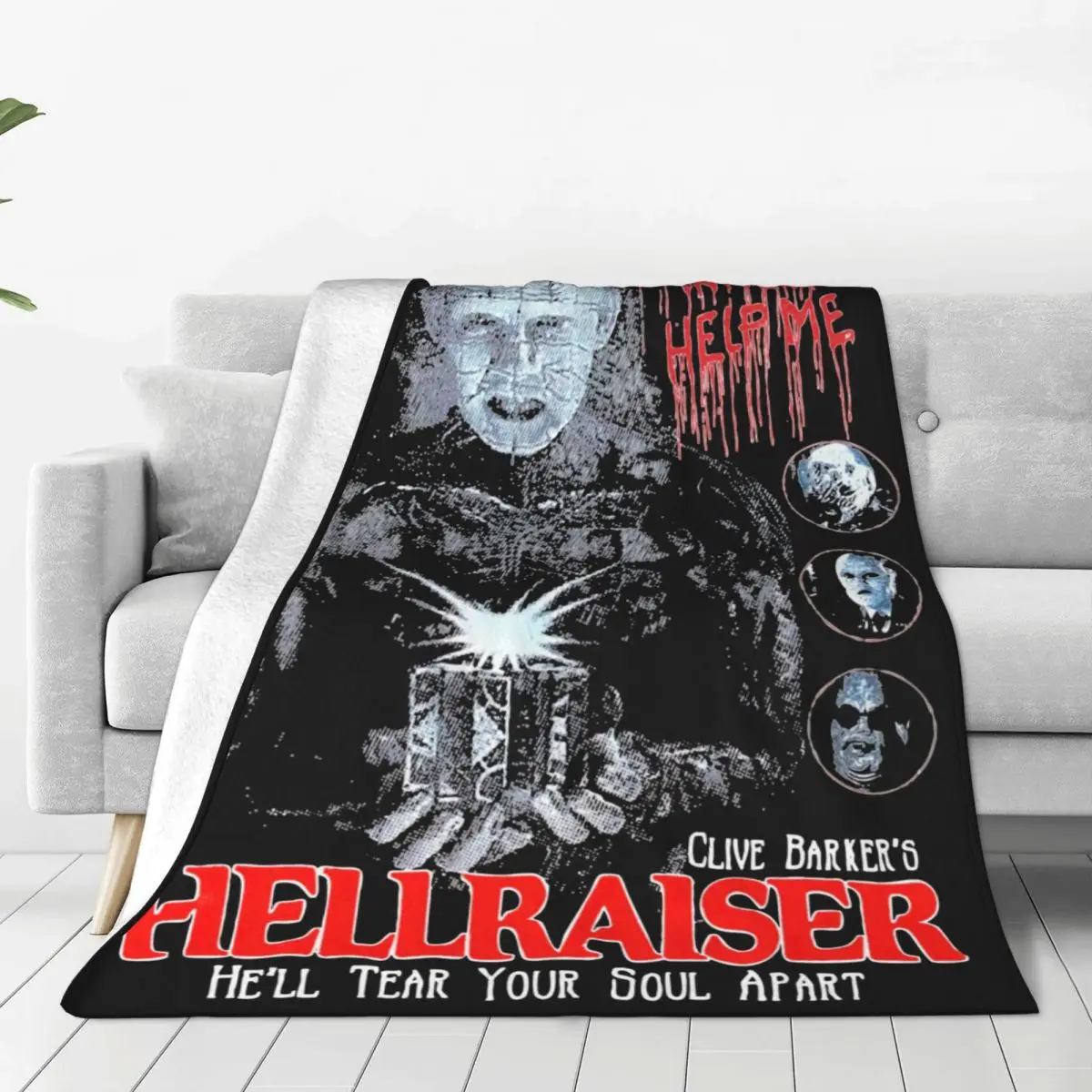 

Hellraiser Art Knitted Blanket Fleece Throw Blanket Airplane Travel Decoration Ultra-Soft Warm Bedsprea