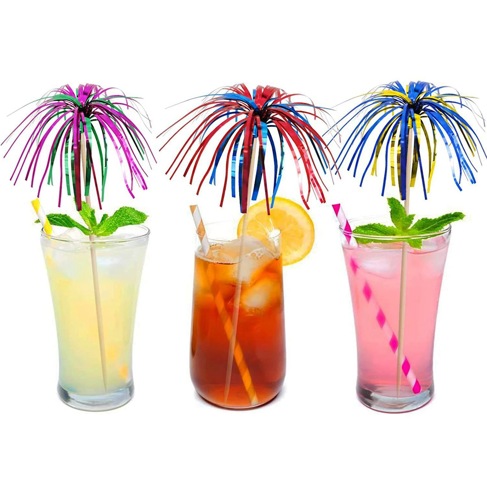 

100pcs Exquisite Cocktail Picks Colorful Tassel Sticks Fruit Drink Picks For Party Decorations Cake Dessert Toppers Bar