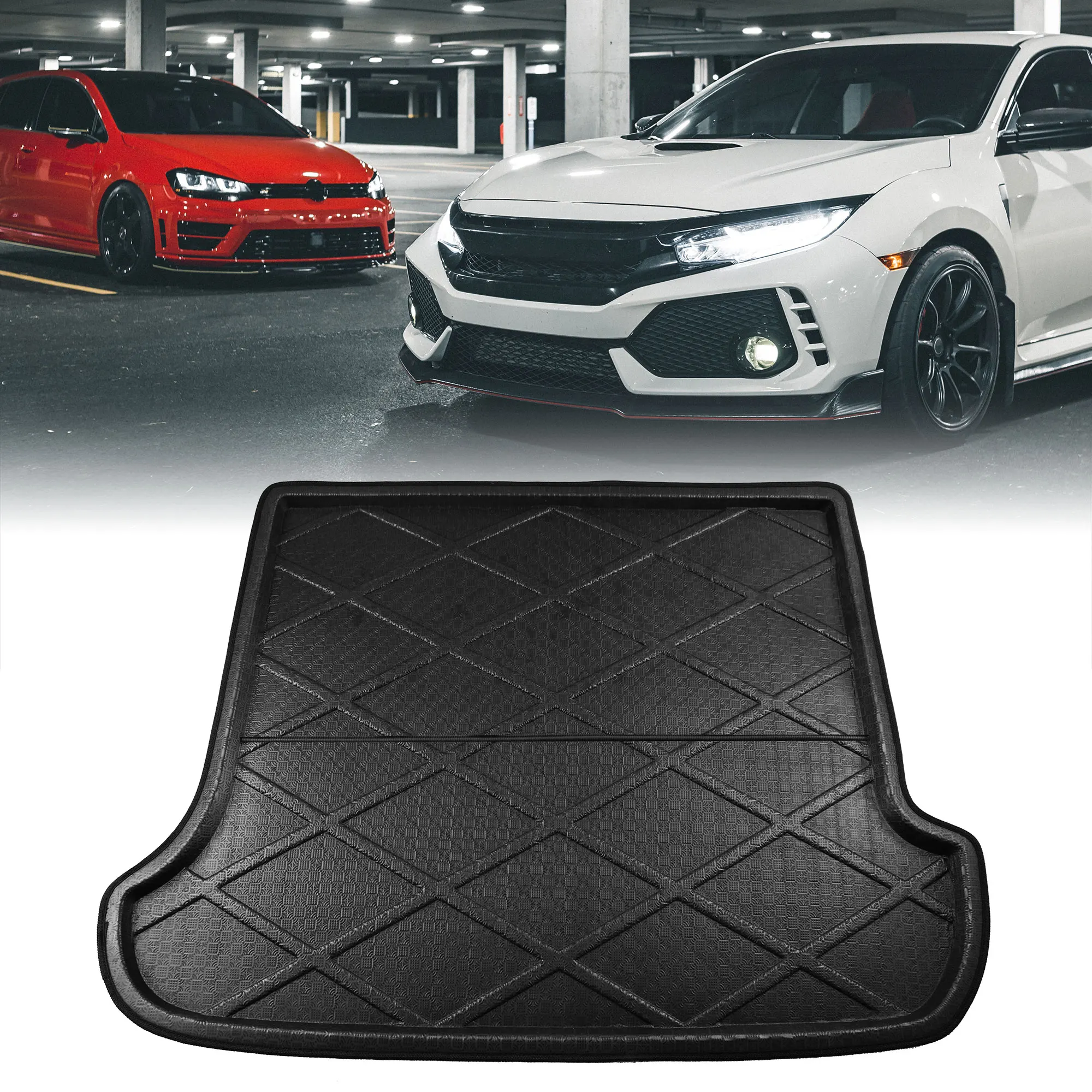 X AUTOHAUX Car Rear Trunk Floor Mat Cargo Boot Liner for Toyota Land Cruiser Prado 03-09