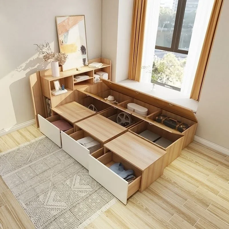 Tatami bed free combination 1.8/2 meters platform splicing wooden box small apartment bay window balcony storage low cabinet