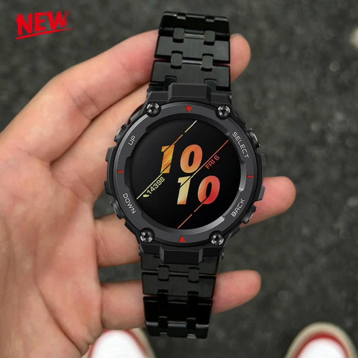 

Стальной ремешок для Huami Amazfit T-rex 3/2 Trex Pro, металлический ремешок для часов Amazfit T-Rex, ультра складная застежка, аксессуары для умных часов