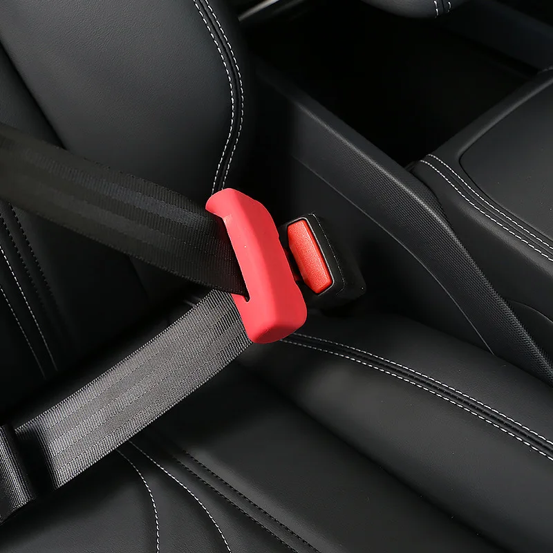 

For Tesla Model 3/Y Seat Belt Buckle Cover New Car Safety Belt Cover Silicone Collision Avoidance Car Protector Accessories
