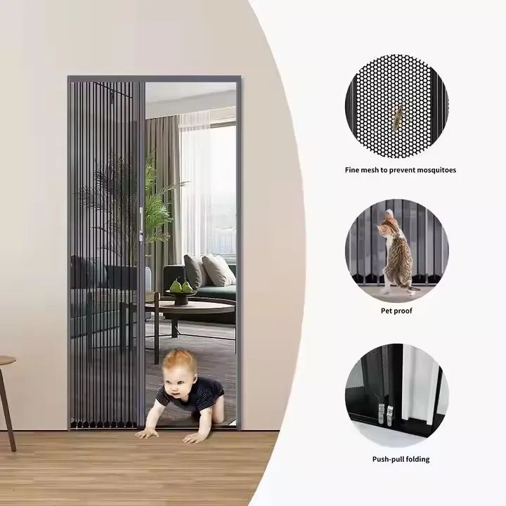 Manufacturers Direct Aluminum Alloy Folding Push-pull Anti-mosquito Anti-theft Security Screen Door