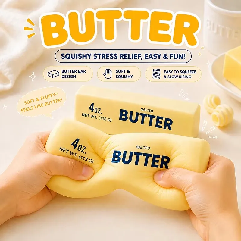 Squishy Simulated Squeeze Toy Soft Stress Relief Slow Rebound Toy Relax & Decompress & Knead Butter Bread Fruit Pinching Decorat