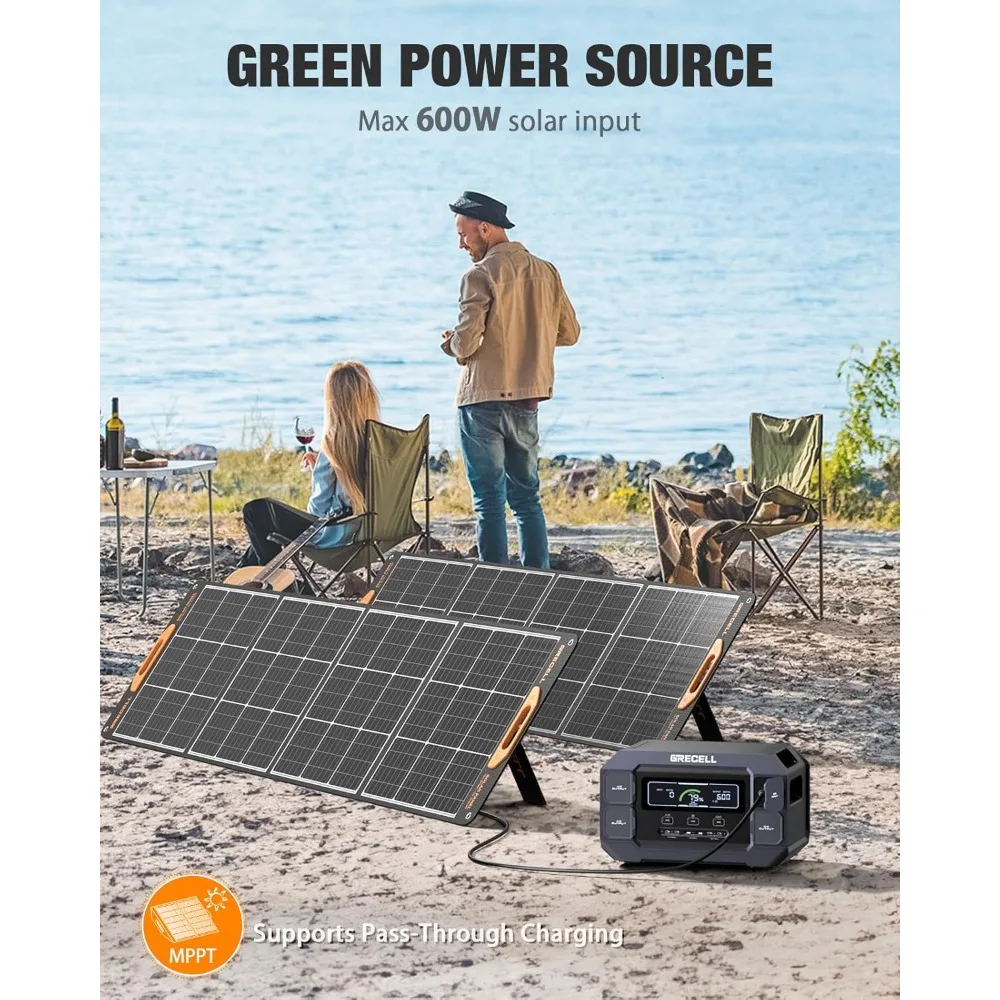 Solar Generator 2200W Portable Power Station 1126Wh(4800W Peak), 1.25Hrs Fast Charging,2×PD 100W,Solar Generator for Outdoor Use