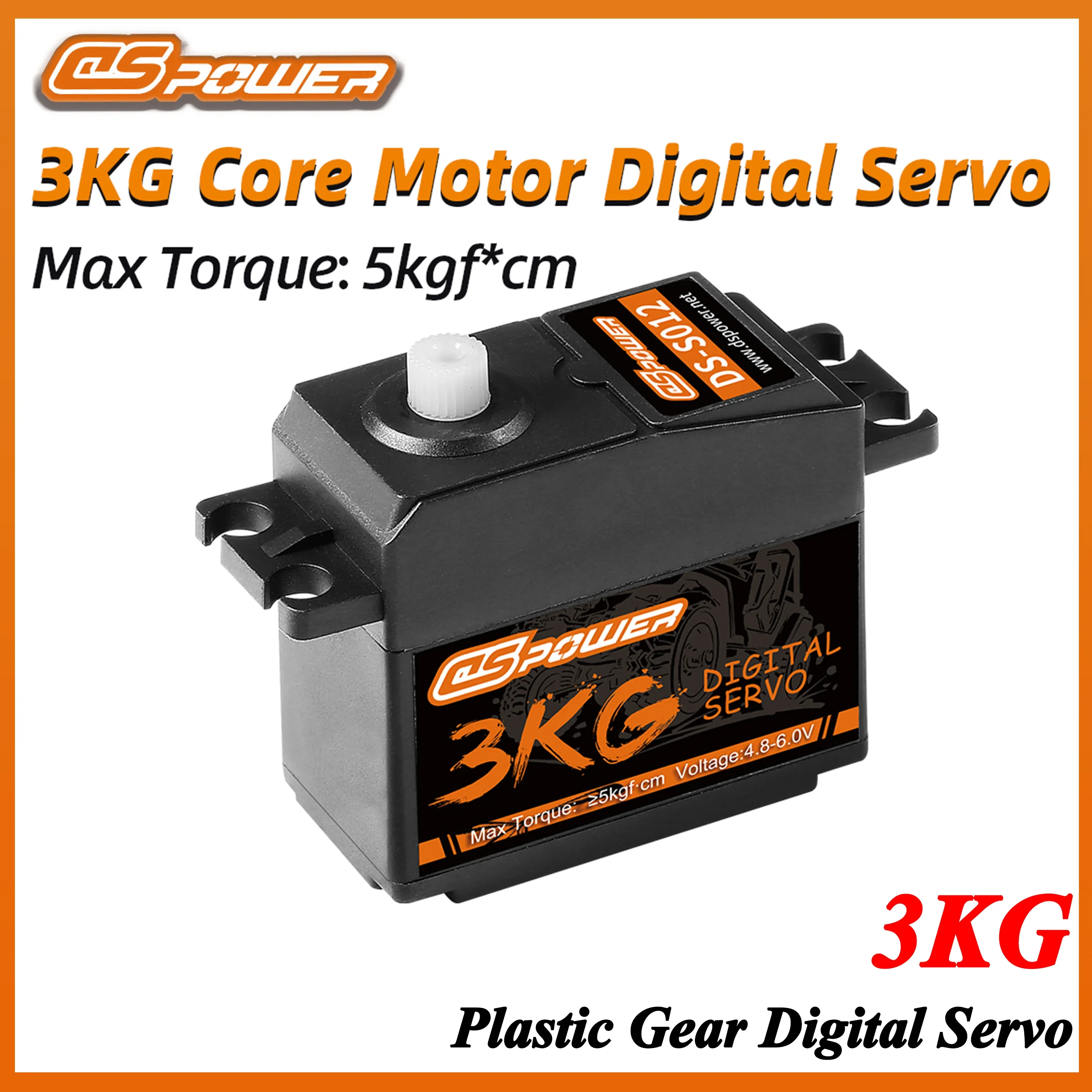 DSpower 3 kg Kunststoffgetriebe, wasserdicht, digital, Micro-Servo, 5 kg Drehmoment, für RC-Auto, Flugzeug, Drohne, Hubschrauber, Boot, Roboter, Wltoys, HSP, Axial