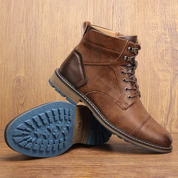 American Style Men Boots  Brand 2025 New Fashion Comfortable Ankle Boots Leather #613