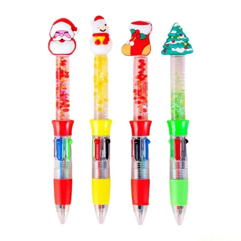 4Pcs 4 Color-in-1 Writing Pen for Student Adult Christmas Multicolor Pen Retractable Ballpoint Pen for Stocking Filler