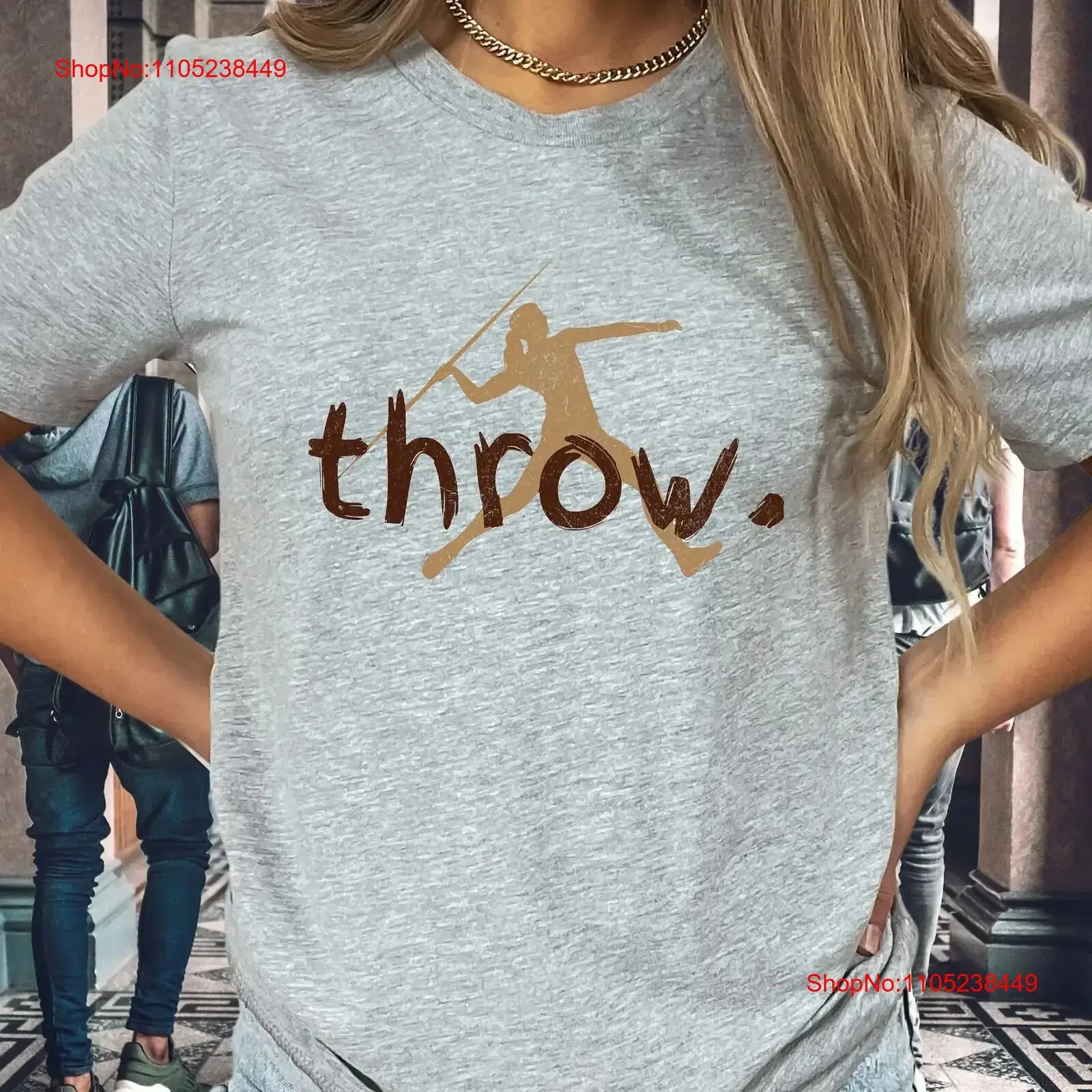 Distressed Javelin Thrower T Shirt Track and Field Female Throwing vintage Washed Top For Everyday Wear Casual Breathable