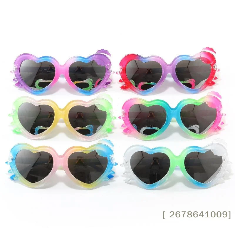 ⚑Rainbow Gradient Heart Shaped Sunglasses, Novelty Party Shades for Birthday & Bachelorette Photo Props