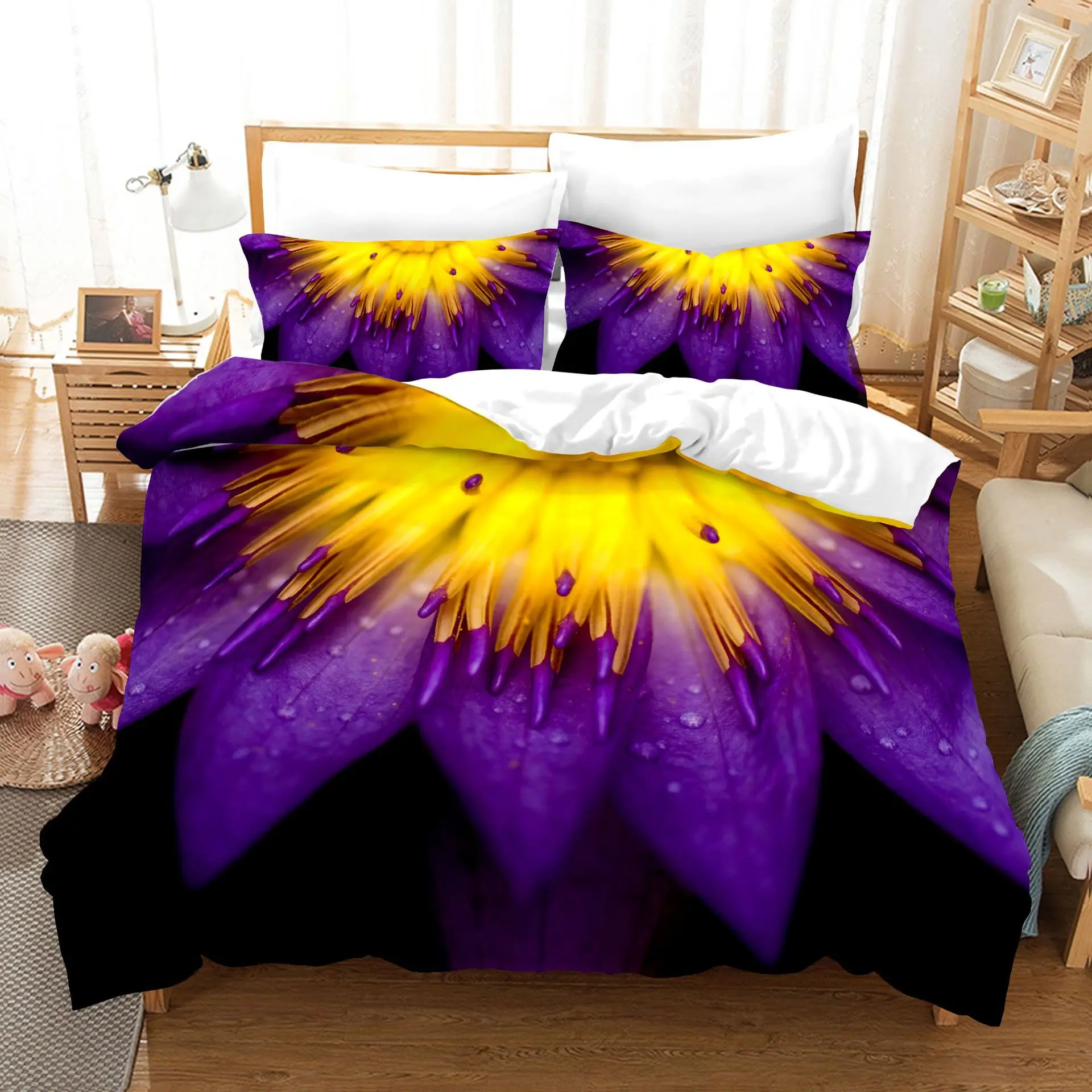 3D Rose and Floral Duvet Cover with Pillow Cover Bedding Set Single Double Twin Full Queen King Size Bed Set for Bedroom Decor