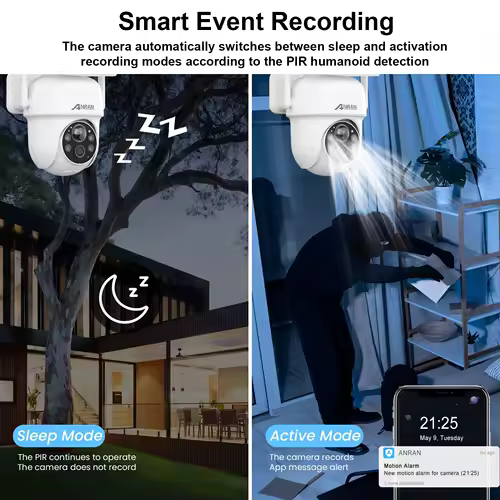 ANRAN 2K 3/5MP Solar Camera 2.4G Wifi Surveillance Security Cameras Home Protection Sloar Battery Cameras PIR Humanoid Detection - Image 5