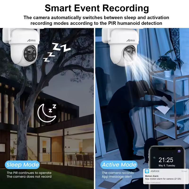 ANRAN 2K 3/5MP Solar Camera 2.4G Wifi Surveillance Security Cameras Home Protection Sloar Battery Cameras PIR Humanoid Detection - Image 5