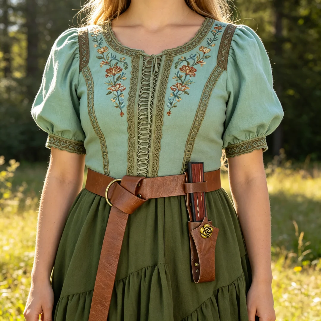 Renaissance Belt Festival Medieval Vikings LARP Easter Halloween Music Festival Costumes with Fan Covers Belt