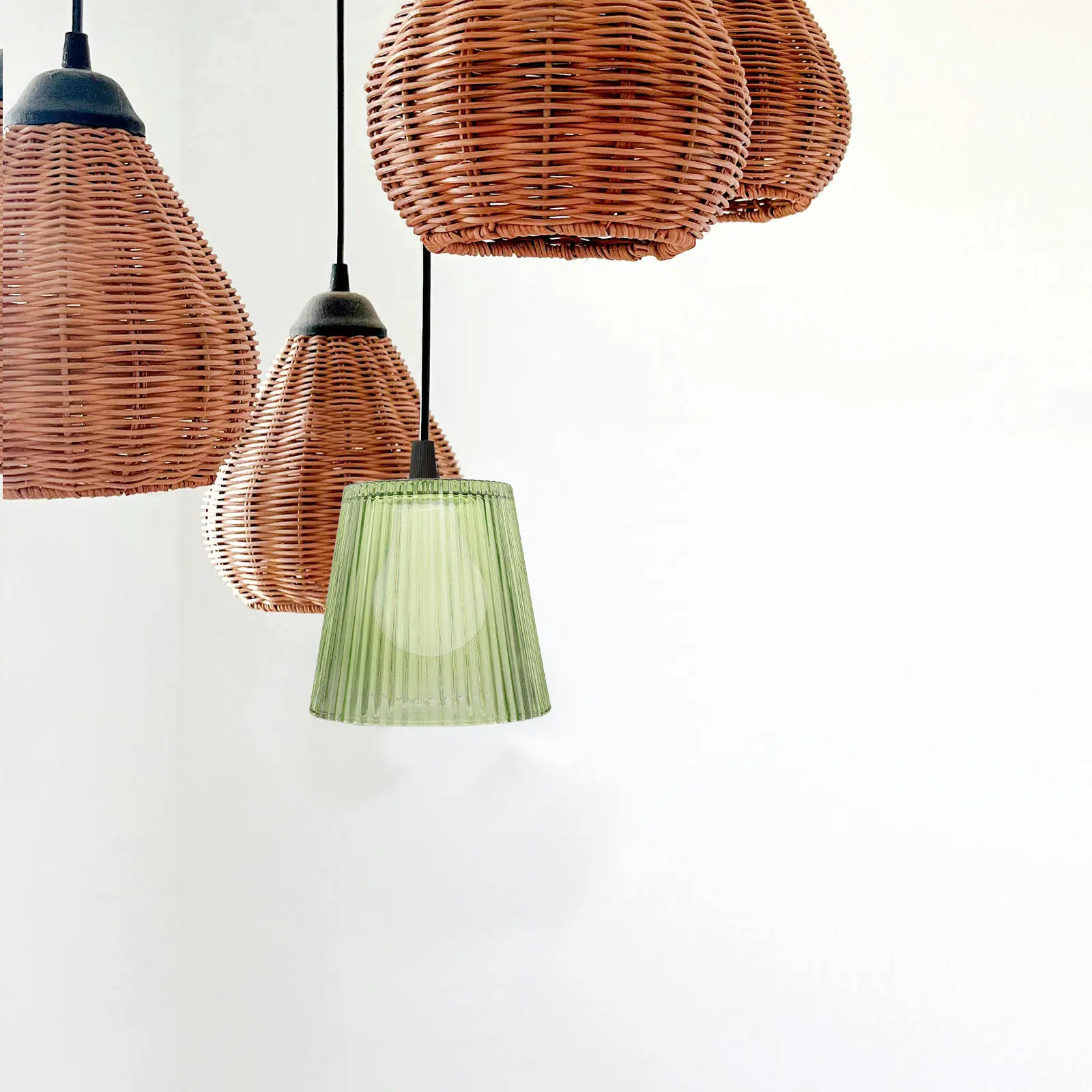 Glass Lampshade Decorative Ribbed Design Replacement for Table Desk Floor Lamps Vintage Style Small Hanging Light Cover 5 Height