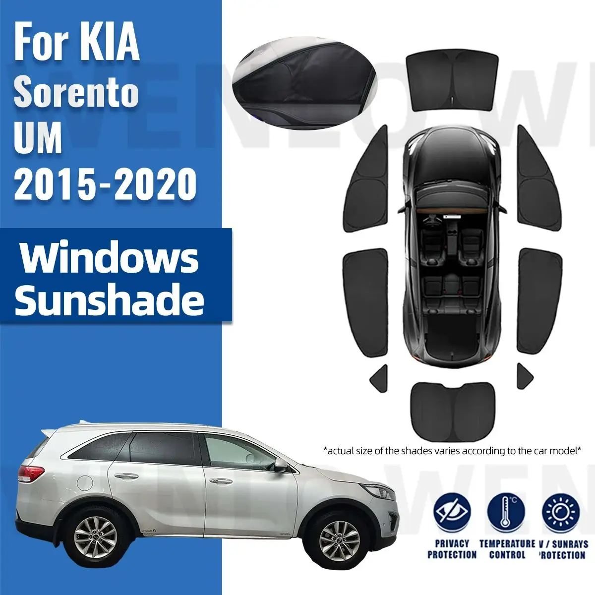 

For Kia Sorento UM 2015 2016 2017 2018 2019 2020 Full Cover Car Sunshade Front Windshield Curtain Rear Side Window Sun Shade