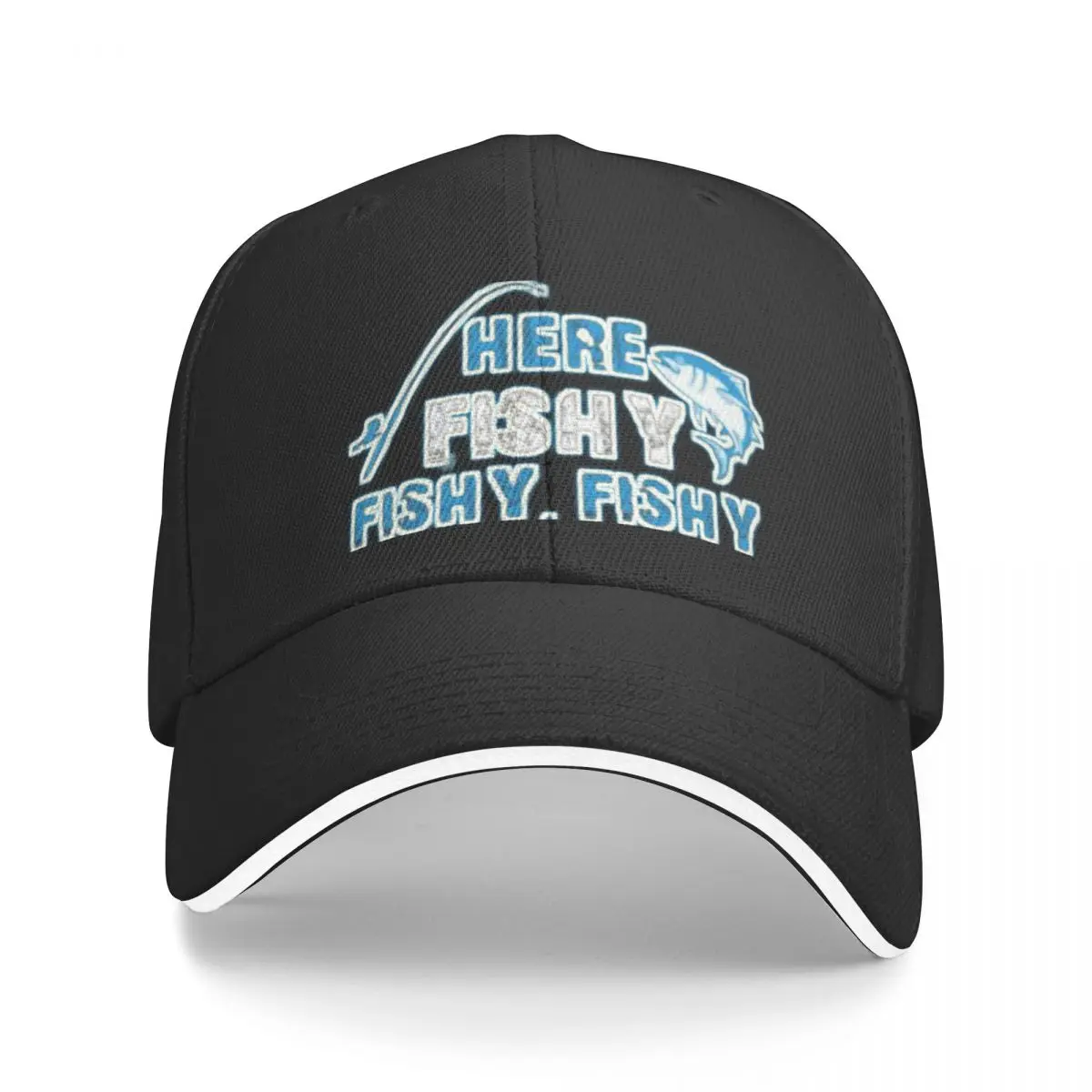 Here Fishy fishy fishy tri-blend Baseball Cap Sunscreen dad hat western Hat Baseball Men Women's