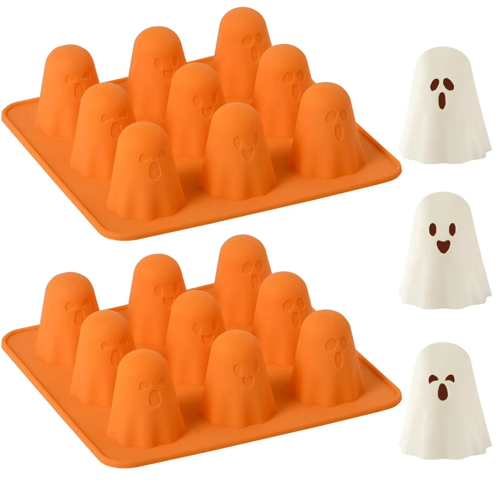 

Ghost Silicone Molds Non-Stick 3D Chocolate Molds 9-Cavity Cute Ghost Mold for Pudding Ice Cube Resin Cake Halloween Party Decor