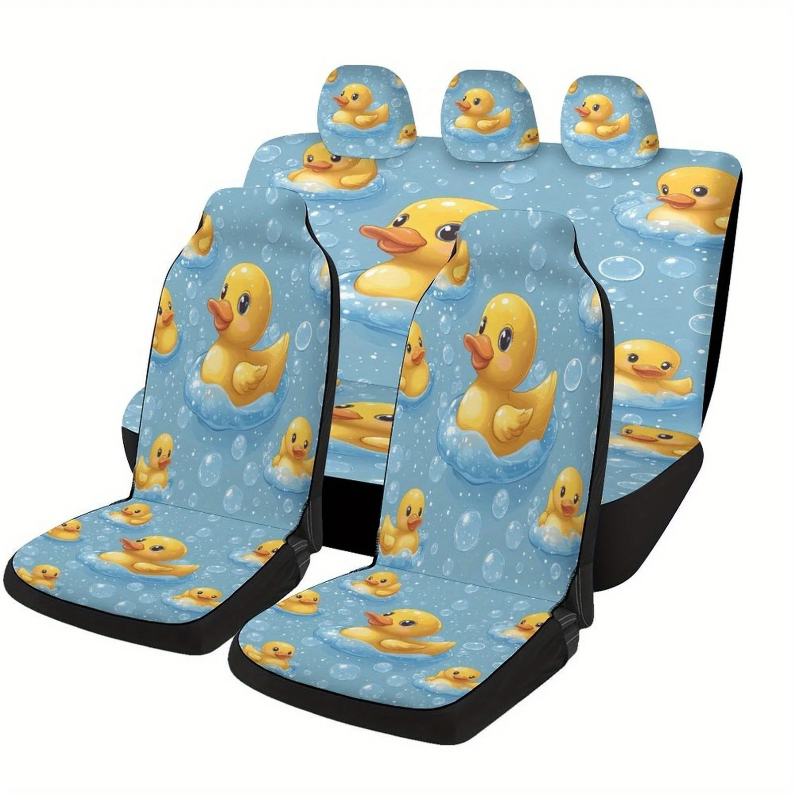 

Cartoon Ducks Bubbles Designed Car Seat Cover Set For Most Cars, Trendy Novelty High-quality Car Seat Protector Covers Full Set,