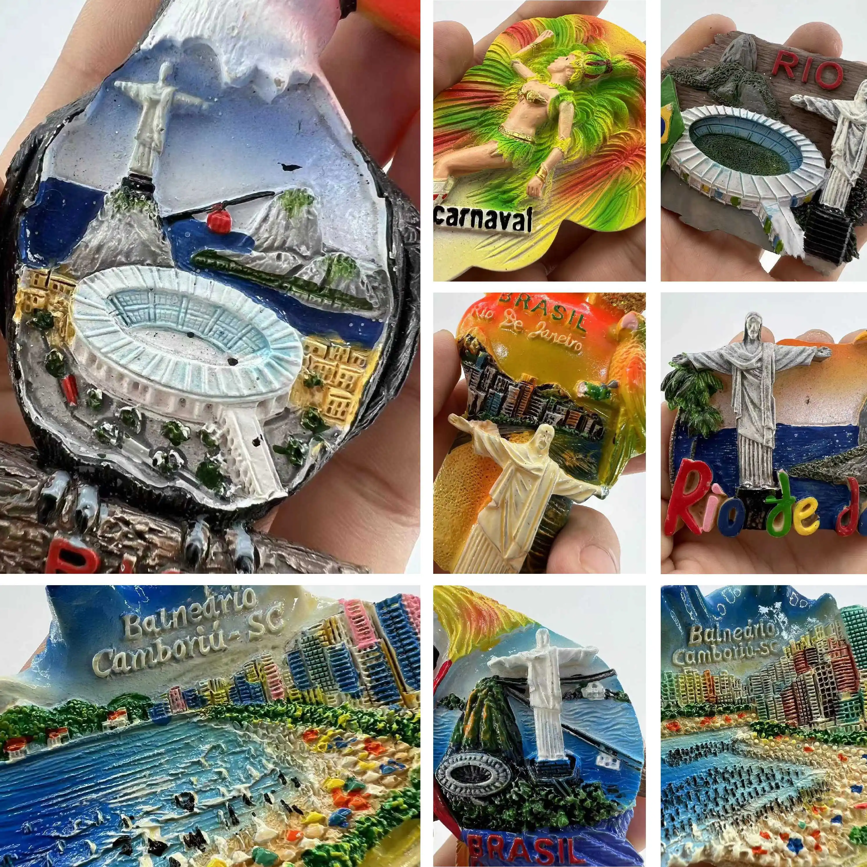 

Brazilian Refrigerator Stickers Travel Souvenirs Three-dimensional Decorative Artifact Resin Hand-painted Magnet Birthday Gift