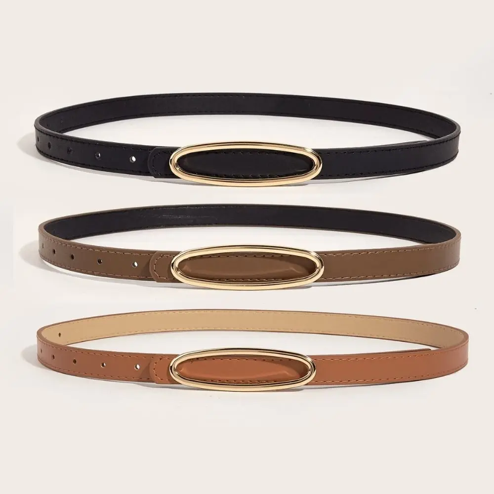 Vntage Versatile Leather Belt Luxury Design Women Man Metal Slide Buckle Belt Trendy Waistband