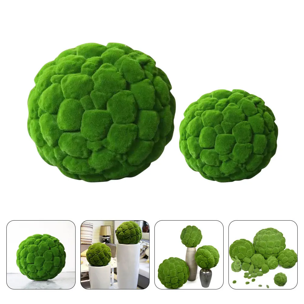 

2pcs Faux Moss Decorative Balls Preserved Green Moss For Indoor Home Decor Modern Nordic Style Wedding Party Centerpiece Fillers